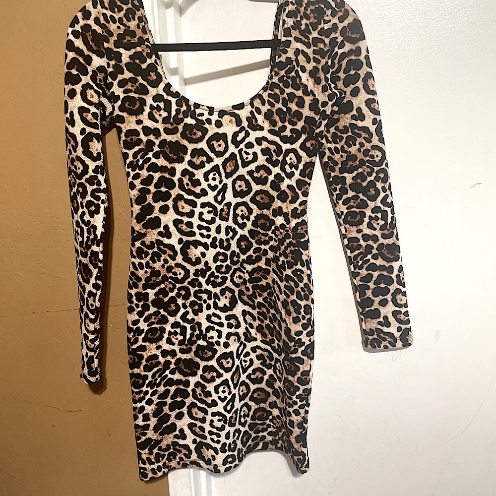 cheetah print long sleeve bodycon dress